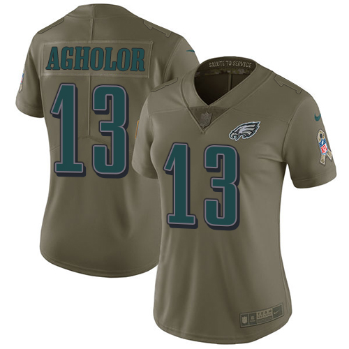 Nike Eagles #13 Nelson Agholor Olive Women's Stitched NFL Limited 2017 Salute to Service Jersey Nike Eagles #13 Nelson Agholor Olive Women's Stitched NFL Limited 2017 Salute to Service Jersey