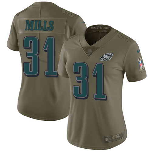 Nike Eagles #31 Jalen Mills Olive Women's Stitched NFL Limited 2017 Salute to Service Jersey Nike Eagles #31 Jalen Mills Olive Women's Stitched NFL Limited 2017 Salute to Service Jersey
