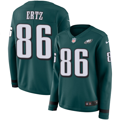 Nike Eagles #86 Zach Ertz Midnight Green Team Color Women's Stitched NFL Limited Therma Long Sleeve Jersey Nike Eagles #86 Zach Ertz Midnight Green Team Color Women's Stitched NFL Limited Therma Long Sleeve Jersey