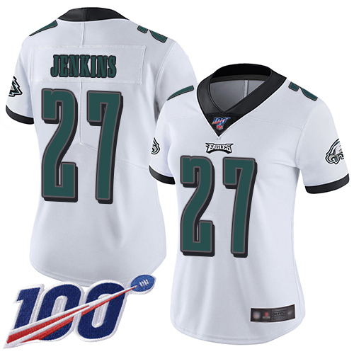Nike Eagles #27 Malcolm Jenkins White Women's Stitched NFL 100th Season Vapor Limited Jersey Nike Eagles #27 Malcolm Jenkins White Women's Stitched NFL 100th Season Vapor Limited Jersey