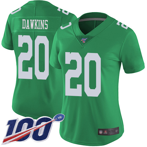 Nike Eagles #20 Brian Dawkins Green Women's Stitched NFL Limited Rush 100th Season Jersey Nike Eagles #20 Brian Dawkins Green Women's Stitched NFL Limited Rush 100th Season Jersey