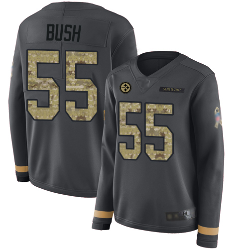 Nike Steelers #55 Devin Bush Anthracite Salute to Service Women's Stitched NFL Limited Therma Long Sleeve Jersey Nike Steelers #55 Devin Bush Anthracite Salute to Service Women's Stitched NFL Limited Therma Long Sleeve Jersey