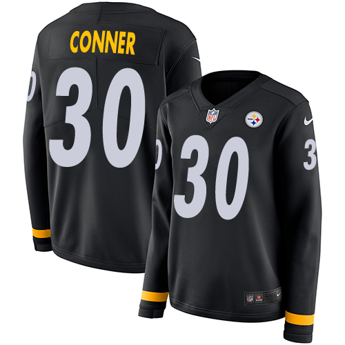Nike Steelers #30 James Conner Black Team Color Women's Stitched NFL Limited Therma Long Sleeve Jersey Nike Steelers #30 James Conner Black Team Color Women's Stitched NFL Limited Therma Long Sleeve Jersey