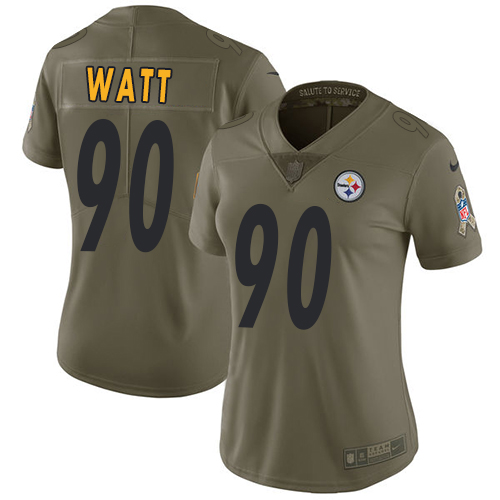 Nike Steelers #90 T. J. Watt Olive Women's Stitched NFL Limited 2017 Salute to Service Jersey Nike Steelers #90 T. J. Watt Olive Women's Stitched NFL Limited 2017 Salute to Service Jersey