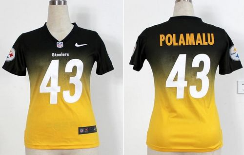 Nike Steelers #43 Troy Polamalu Black/Yellow Women's Stitched NFL Elite Fadeaway Fashion Jersey Nike Steelers #43 Troy Polamalu Black/Yellow Women's Stitched NFL Elite Fadeaway Fashion Jersey