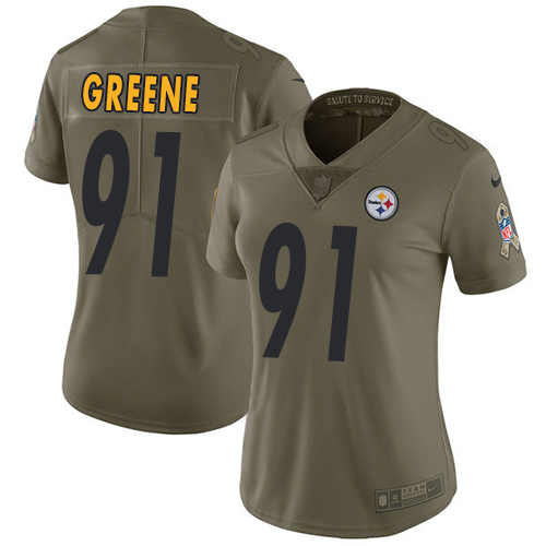 Nike Steelers #91 Kevin Greene Olive Women's Stitched NFL Limited 2017 Salute to Service Jersey Nike Steelers #91 Kevin Greene Olive Women's Stitched NFL Limited 2017 Salute to Service Jersey