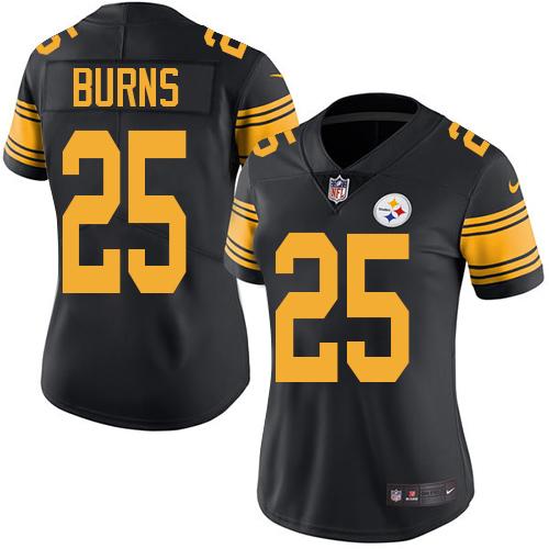 Nike Steelers #25 Artie Burns Black Women's Stitched NFL Limited Rush Jersey Nike Steelers #25 Artie Burns Black Women's Stitched NFL Limited Rush Jersey