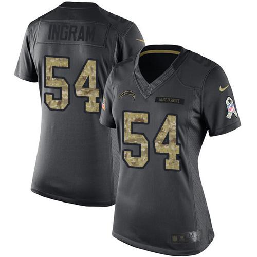 Nike Chargers #54 Melvin Ingram Black Women's Stitched NFL Limited 2016 Salute to Service Jersey