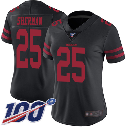 Nike 49ers #25 Richard Sherman Black Alternate Women's Stitched NFL 100th Season Vapor Limited Jersey Nike 49ers #25 Richard Sherman Black Alternate Women's Stitched NFL 100th Season Vapor Limited Jersey