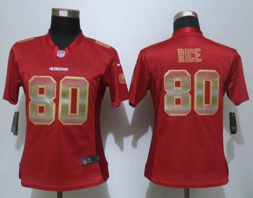 Nike 49ers #80 Jerry Rice Red Team Color Women's Stitched NFL Elite Strobe Jersey Nike 49ers #80 Jerry Rice Red Team Color Women's Stitched NFL Elite Strobe Jersey
