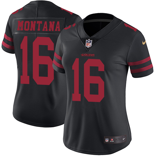 Nike 49ers #16 Joe Montana Black Alternate Women's Stitched NFL Vapor Untouchable Limited Jersey Nike 49ers #16 Joe Montana Black Alternate Women's Stitched NFL Vapor Untouchable Limited Jersey