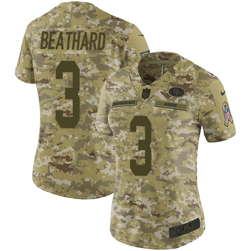 Nike 49ers #3 C.J. Beathard Camo Women's Stitched NFL Limited 2018 Salute to Service Jersey Nike 49ers #3 C.J. Beathard Camo Women's Stitched NFL Limited 2018 Salute to Service Jersey