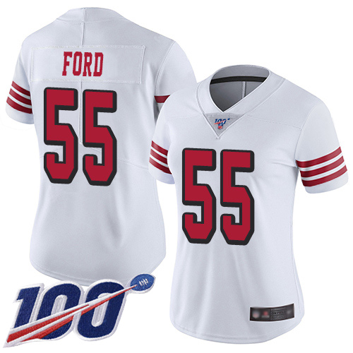 Nike 49ers #55 Dee Ford White Rush Women's Stitched NFL Limited 100th Season Jersey Nike 49ers #55 Dee Ford White Rush Women's Stitched NFL Limited 100th Season Jersey