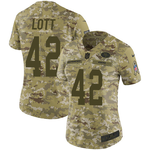 Nike 49ers #42 Ronnie Lott Camo Women's Stitched NFL Limited 2018 Salute to Service Jersey Nike 49ers #42 Ronnie Lott Camo Women's Stitched NFL Limited 2018 Salute to Service Jersey