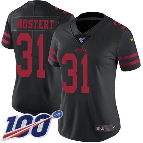 Nike 49ers #31 Raheem Mostert Black Alternate Women's Stitched NFL 100th Season Vapor Untouchable Limited Jersey Nike 49ers #31 Raheem Mostert Black Alternate Women's Stitched NFL 100th Season Vapor Untouchable Limited Jersey
