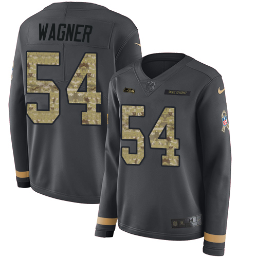 Nike Seahawks #54 Bobby Wagner Anthracite Salute to Service Women's Stitched NFL Limited Therma Long Sleeve Jersey Nike Seahawks #54 Bobby Wagner Anthracite Salute to Service Women's Stitched NFL Limited Therma Long Sleeve Jersey