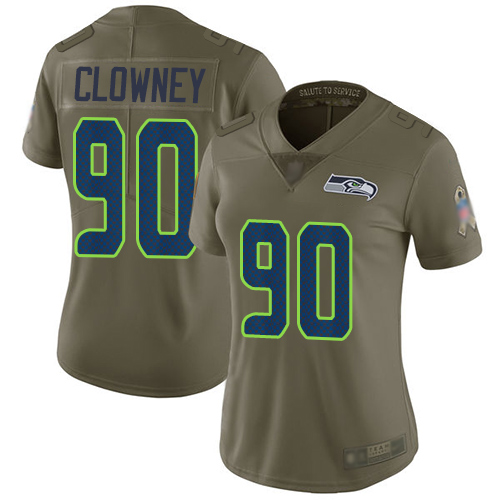 Nike Seahawks #90 Jadeveon Clowney Olive Women's Stitched NFL Limited 2017 Salute to Service Jersey Nike Seahawks #90 Jadeveon Clowney Olive Women's Stitched NFL Limited 2017 Salute to Service Jersey