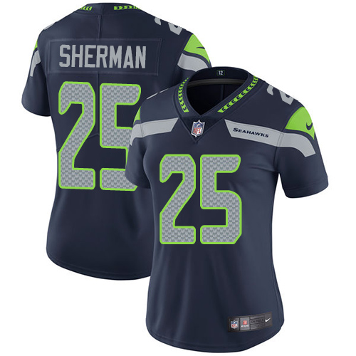 Nike Seahawks #25 Richard Sherman Steel Blue Team Color Women's Stitched NFL Vapor Untouchable Limited Jersey Nike Seahawks #25 Richard Sherman Steel Blue Team Color Women's Stitched NFL Vapor Untouchable Limited Jersey