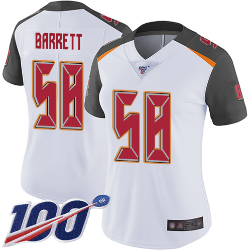 Nike Buccaneers #58 Shaquil Barrett White Women's Stitched NFL 100th Season Vapor Limited Jersey Nike Buccaneers #58 Shaquil Barrett White Women's Stitched NFL 100th Season Vapor Limited Jersey
