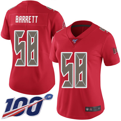 Nike Buccaneers #58 Shaquil Barrett Red Women's Stitched NFL Limited Rush 100th Season Jersey Nike Buccaneers #58 Shaquil Barrett Red Women's Stitched NFL Limited Rush 100th Season Jersey