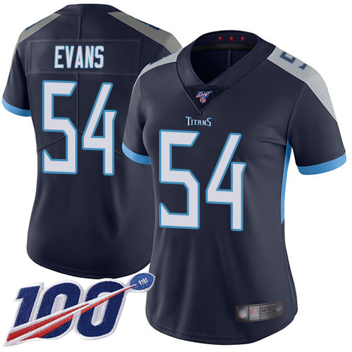 Nike Titans #54 Rashaan Evans Navy Blue Team Color Women's Stitched NFL 100th Season Vapor Limited Jersey Nike Titans #54 Rashaan Evans Navy Blue Team Color Women's Stitched NFL 100th Season Vapor Limited Jersey