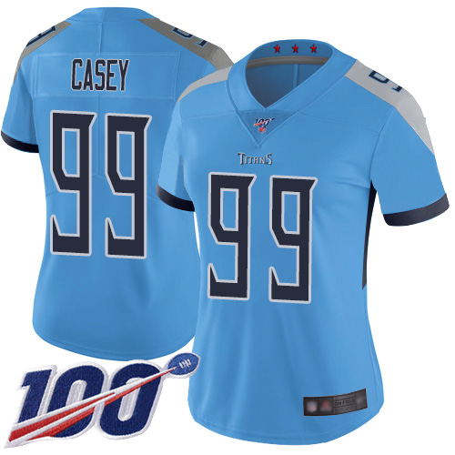 Nike Titans #99 Jurrell Casey Light Blue Alternate Women's Stitched NFL 100th Season Vapor Limited Jersey Nike Titans #99 Jurrell Casey Light Blue Alternate Women's Stitched NFL 100th Season Vapor Limited Jersey