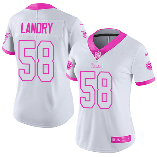 Nike Titans #58 Harold Landry White/Pink Women's Stitched NFL Limited Rush Fashion Jersey Nike Titans #58 Harold Landry White/Pink Women's Stitched NFL Limited Rush Fashion Jersey