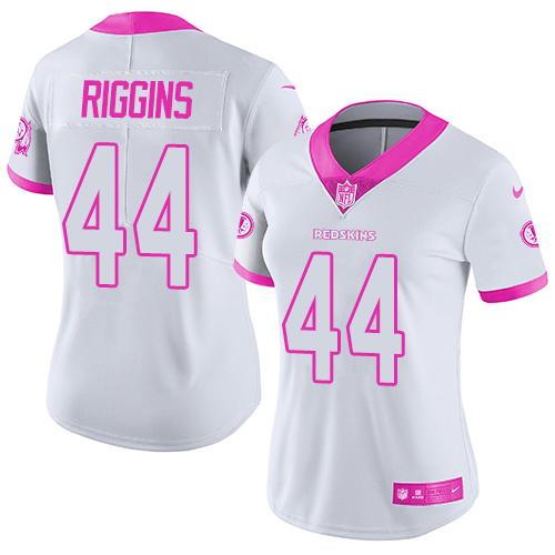 Nike Redskins #44 John Riggins White/Pink Women's Stitched NFL Limited Rush Fashion Jersey