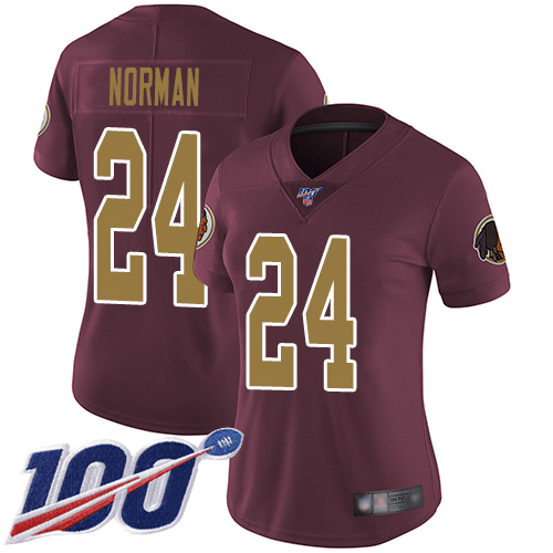 Nike Redskins #24 Josh Norman Burgundy Red Alternate Women's Stitched NFL 100th Season Vapor Limited Jersey Nike Redskins #24 Josh Norman Burgundy Red Alternate Women's Stitched NFL 100th Season Vapor Limited Jersey