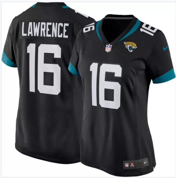 Jaguars #16 Trevor Lawrence Black Team Color Women's Stitched Game Jersey