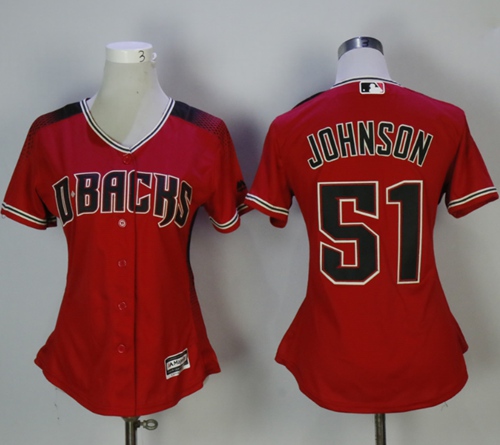 Diamondbacks #51 Randy Johnson Red/Brick Alternate Women's Stitched MLB Jersey Diamondbacks #51 Randy Johnson Red/Brick Alternate Women's Stitched MLB Jersey