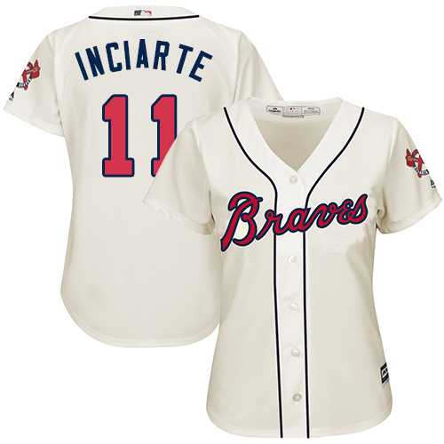 Braves #11 Ender Inciarte Cream Alternate Women's Stitched MLB Jersey Braves #11 Ender Inciarte Cream Alternate Women's Stitched MLB Jersey