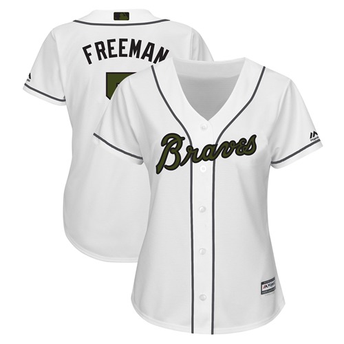 Braves #5 Freddie Freeman White 2018 Memorial Day Cool Base Women's Stitched MLB Jersey Braves #5 Freddie Freeman White 2018 Memorial Day Cool Base Women's Stitched MLB Jersey