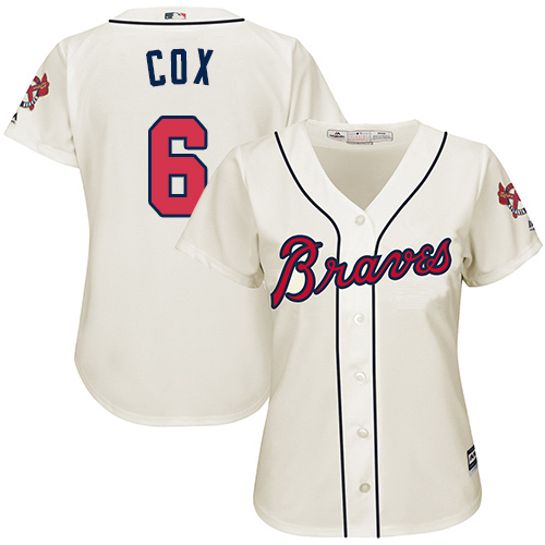 Braves #6 Bobby Cox Cream Alternate Women's Stitched MLB Jersey Braves #6 Bobby Cox Cream Alternate Women's Stitched MLB Jersey
