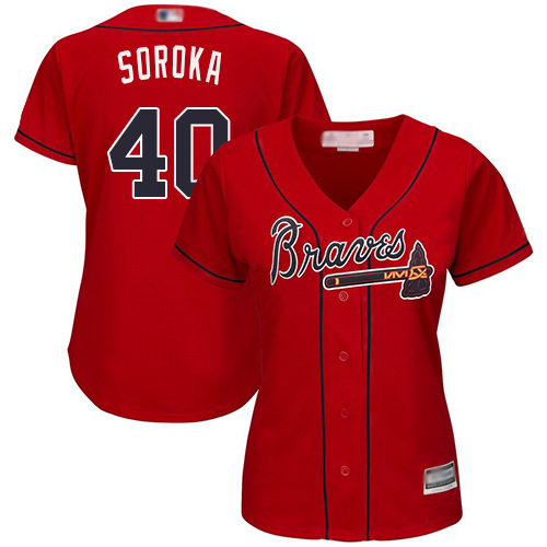 Braves #40 Mike Soroka Red Alternate Women's Stitched MLB Jersey Braves #40 Mike Soroka Red Alternate Women's Stitched MLB Jersey