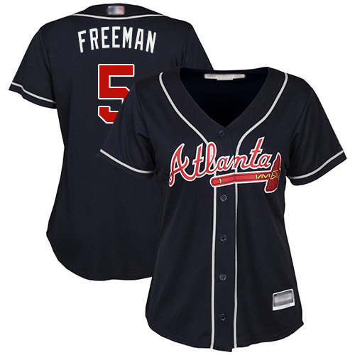 Braves #5 Freddie Freeman Navy Blue Alternate Women's Stitched MLB Jersey Braves #5 Freddie Freeman Navy Blue Alternate Women's Stitched MLB Jersey