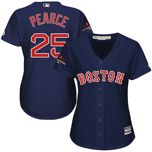 Red Sox #25 Steve Pearce Navy Blue Alternate 2018 World Series Champions Women's Stitched MLB Jersey