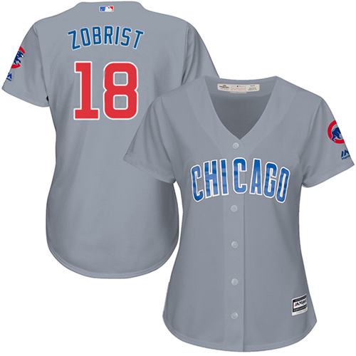 Cubs #18 Ben Zobrist Grey Road Women's Stitched MLB Jersey Cubs #18 Ben Zobrist Grey Road Women's Stitched MLB Jersey