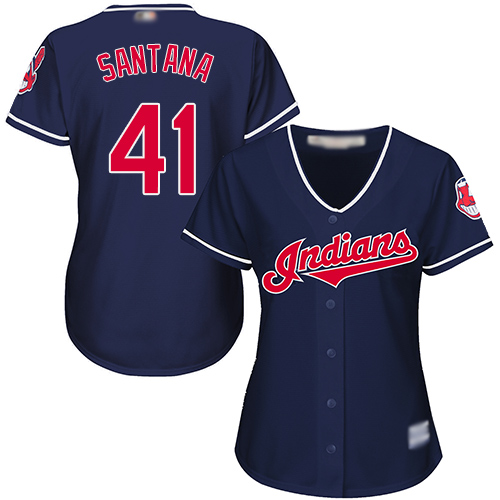 Indians #41 Carlos Santana Navy Blue Alternate Women's Stitched MLB Jersey Indians #41 Carlos Santana Navy Blue Alternate Women's Stitched MLB Jersey