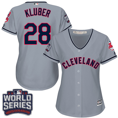 Indians #28 Corey Kluber Grey 2016 World Series Bound Women's Road Stitched MLB Jersey Indians #28 Corey Kluber Grey 2016 World Series Bound Women's Road Stitched MLB Jersey