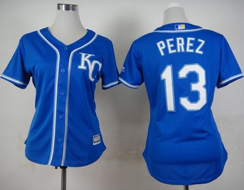 Royals #13 Salvador Perez Blue Alternate 2 Women's Stitched MLB Jersey Royals #13 Salvador Perez Blue Alternate 2 Women's Stitched MLB Jersey