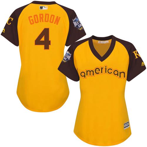 Royals #4 Alex Gordon Gold 2016 All-Star American League Women's Stitched MLB Jersey Royals #4 Alex Gordon Gold 2016 All-Star American League Women's Stitched MLB Jersey