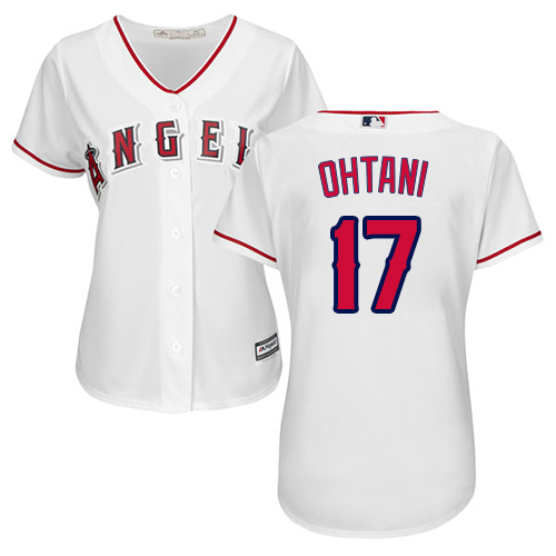 Angels #17 Shohei Ohtani White Home Women's Stitched MLB Jersey Angels #17 Shohei Ohtani White Home Women's Stitched MLB Jersey