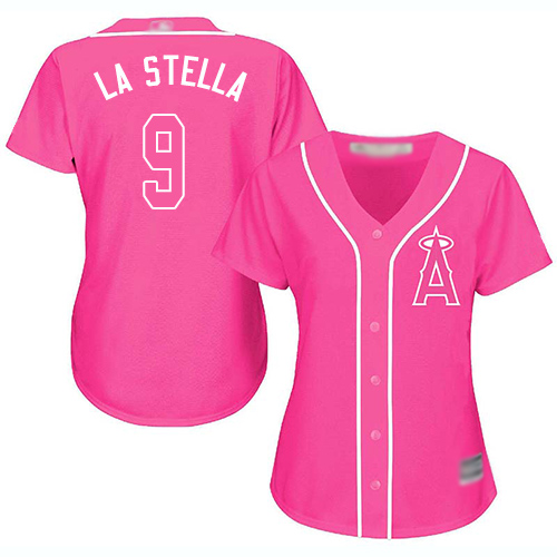 Angels #9 Tommy La Stella Pink Fashion Women's Stitched MLB Jersey Angels #9 Tommy La Stella Pink Fashion Women's Stitched MLB Jersey
