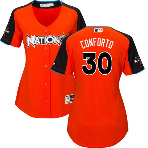 Mets #30 Michael Conforto Orange 2017 All-Star National League Women's Stitched MLB Jersey Mets #30 Michael Conforto Orange 2017 All-Star National League Women's Stitched MLB Jersey