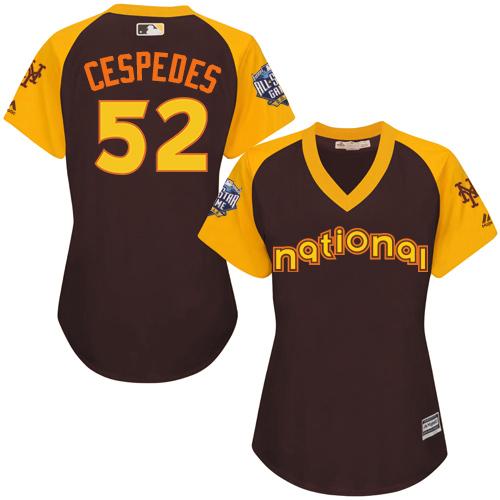 Mets #52 Yoenis Cespedes Brown 2016 All-Star National League Women's Stitched MLB Jersey Mets #52 Yoenis Cespedes Brown 2016 All-Star National League Women's Stitched MLB Jersey
