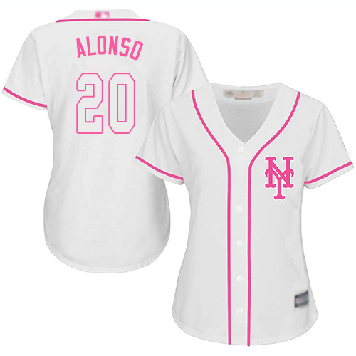 Mets #20 Pete Alonso White/Pink Fashion Women's Stitched MLB Jersey Mets #20 Pete Alonso White/Pink Fashion Women's Stitched MLB Jersey