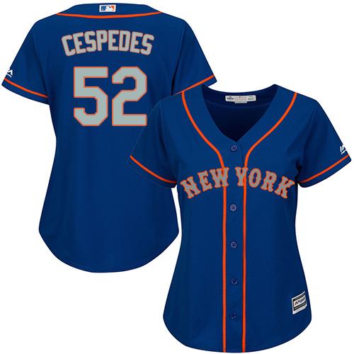 Mets #52 Yoenis Cespedes Blue(Grey NO.) Alternate Women's Stitched MLB Jersey Mets #52 Yoenis Cespedes Blue(Grey NO.) Alternate Women's Stitched MLB Jersey