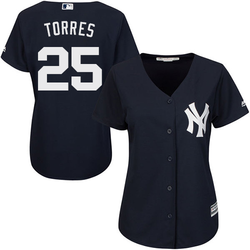 Yankees #25 Gleyber Torres Navy Blue Alternate Women's Stitched MLB Jersey Yankees #25 Gleyber Torres Navy Blue Alternate Women's Stitched MLB Jersey