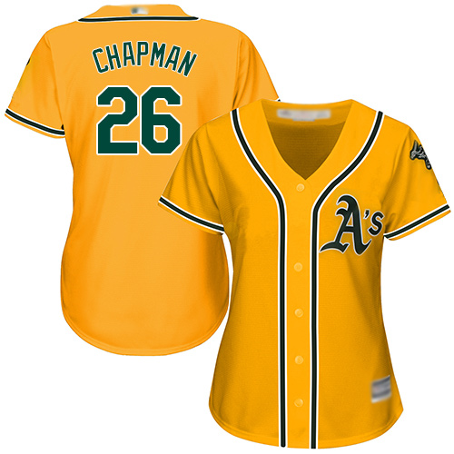 Athletics #26 Matt Chapman Gold Alternate Women's Stitched MLB Jersey Athletics #26 Matt Chapman Gold Alternate Women's Stitched MLB Jersey